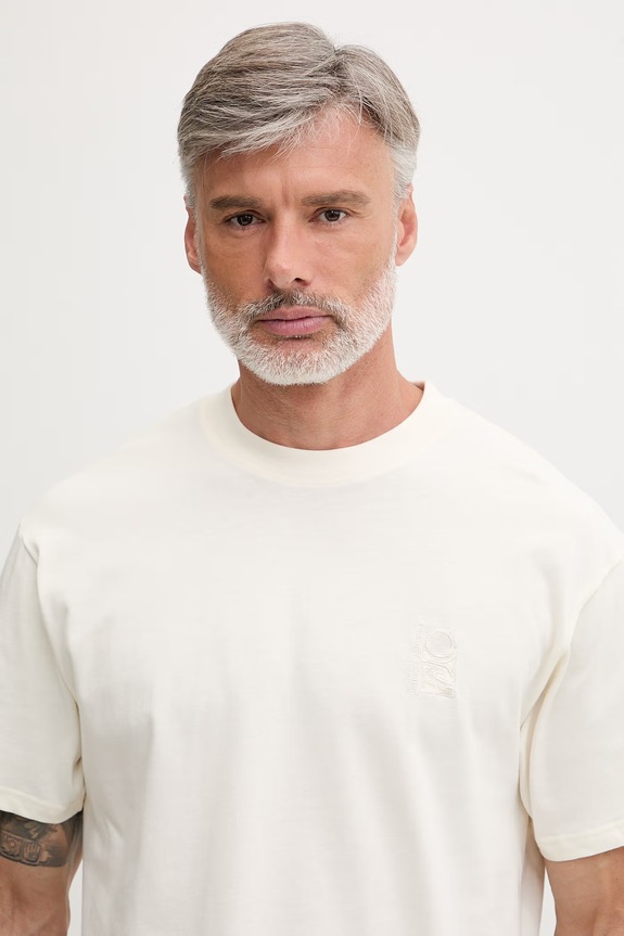 Rip Curl t-shirt da uomo in cotone SEARCH EMBROIDERY beige 0JCMTE