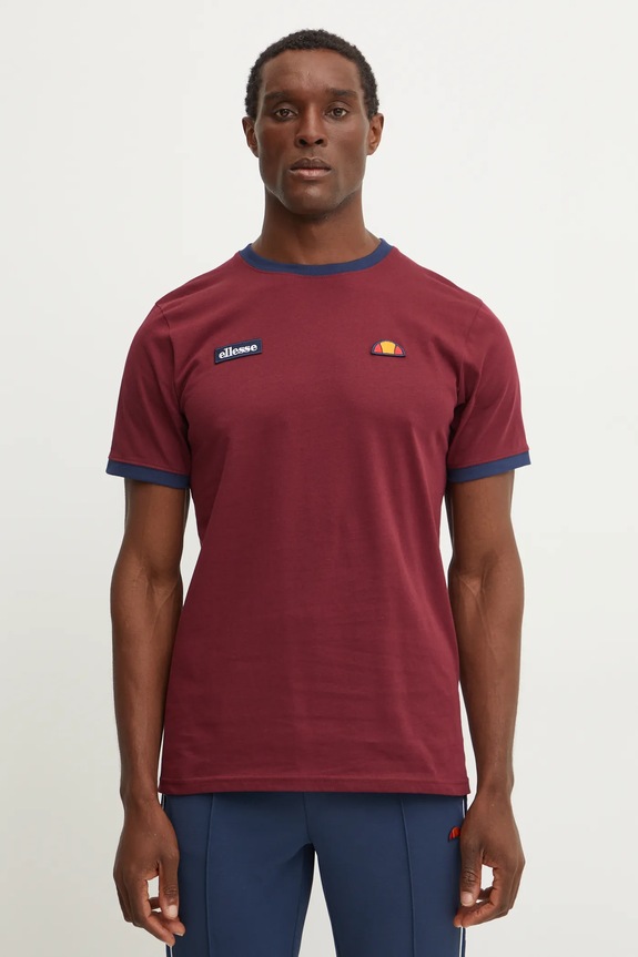 Bavlněné tričko Ellesse FERDORINI nášivka burgundské SHR12637