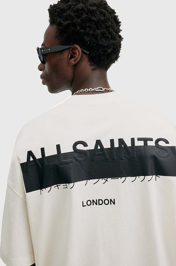 Oblečenie Bavlnené tričko AllSaints REDACT SS CREW M002PC biela