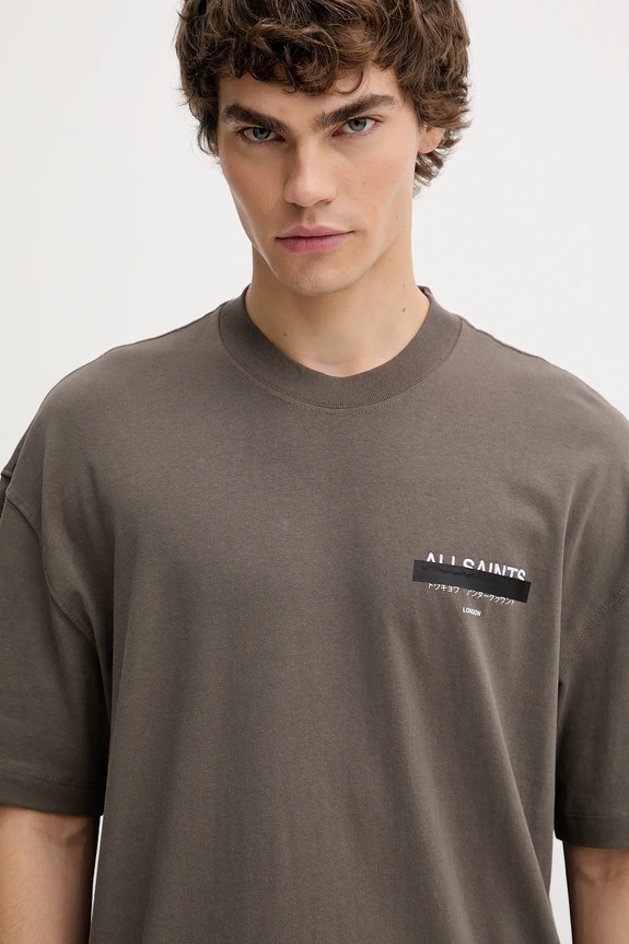 AllSaints t-shirt bawełniany REDACT SS CREW zielony M002PC