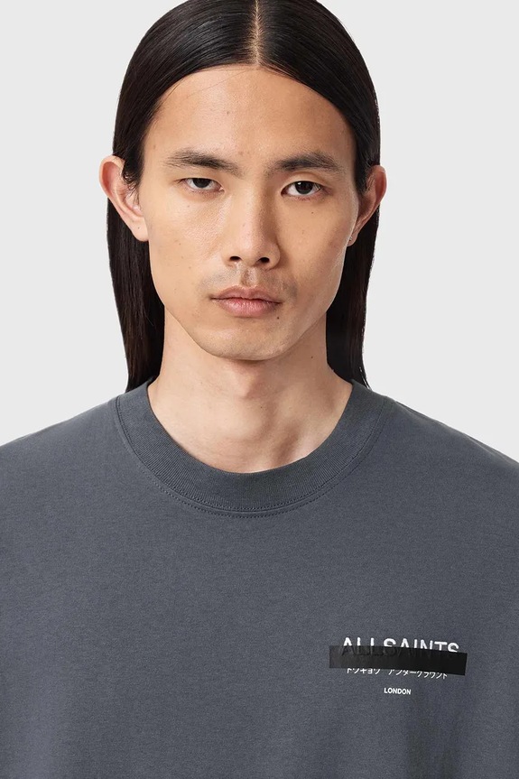 Βαμβακερό μπλουζάκι AllSaints REDACT SS CREW γκρί M002PC