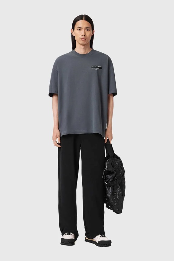 Βαμβακερό μπλουζάκι AllSaints REDACT SS CREW M002PC γκρί