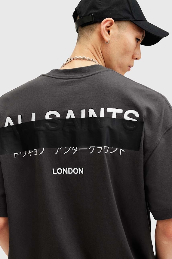 Ruházat AllSaints pamut póló REDACT SS CREW M002PC fekete