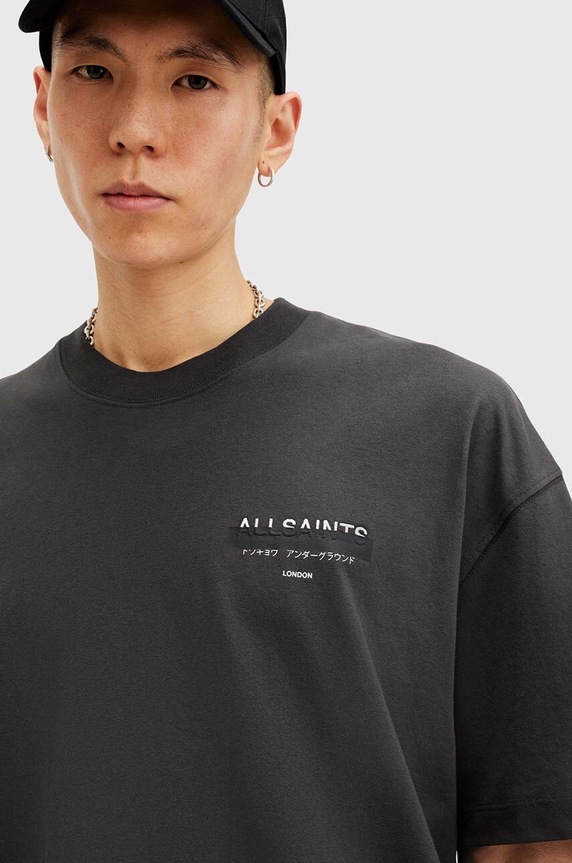 AllSaints pamut póló REDACT SS CREW fekete M002PC