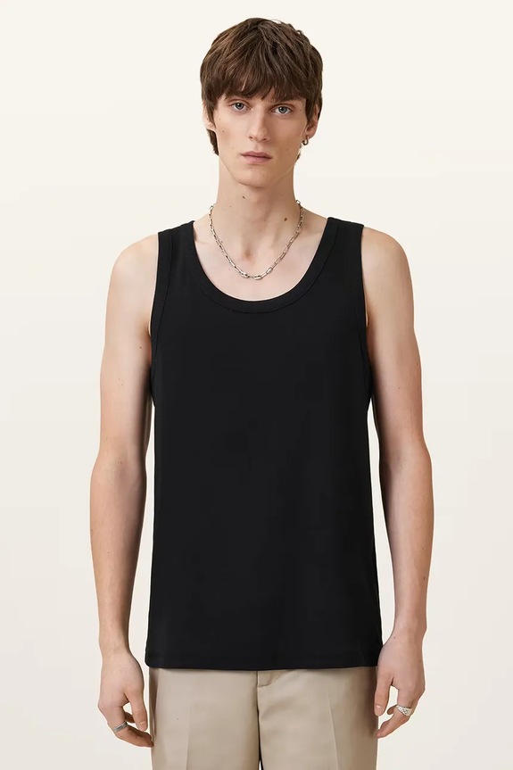 Bavlněný top AllSaints EDWARDS VEST hladký černá M008JB