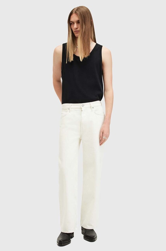 AllSaints pamut top EDWARDS VEST M008JB fekete