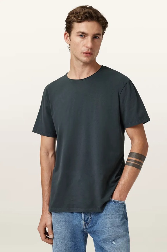 Bavlnené tričko AllSaints BODEGA SS CREW jednofarebný sivá M026JB