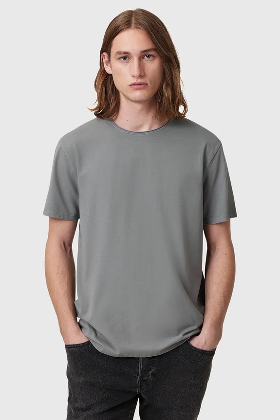 Βαμβακερό μπλουζάκι AllSaints BODEGA SS CREW κανονικό γκρί M026JB
