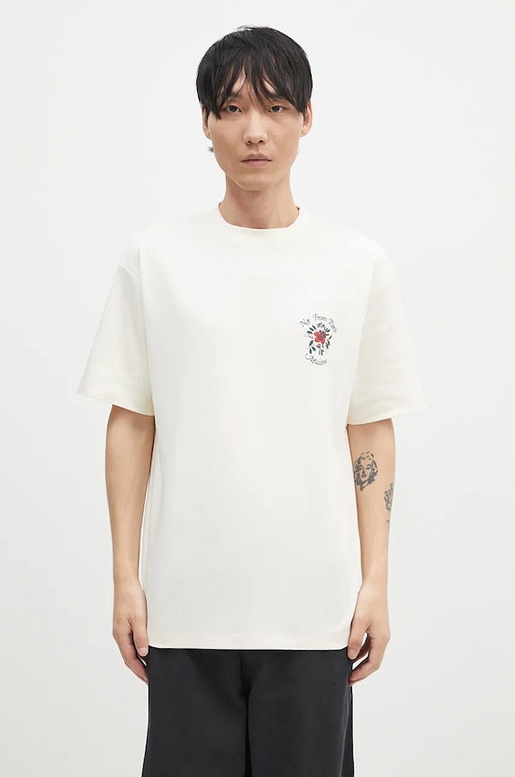 Одяг Бавовняна футболка Drôle de Monsieur Le T-Shirt Slogan Fleurs E.TS210.CO002.CM бежевий