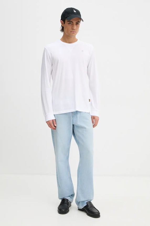 G-Star longsleeve bawełniany D25076.336 biały AW24