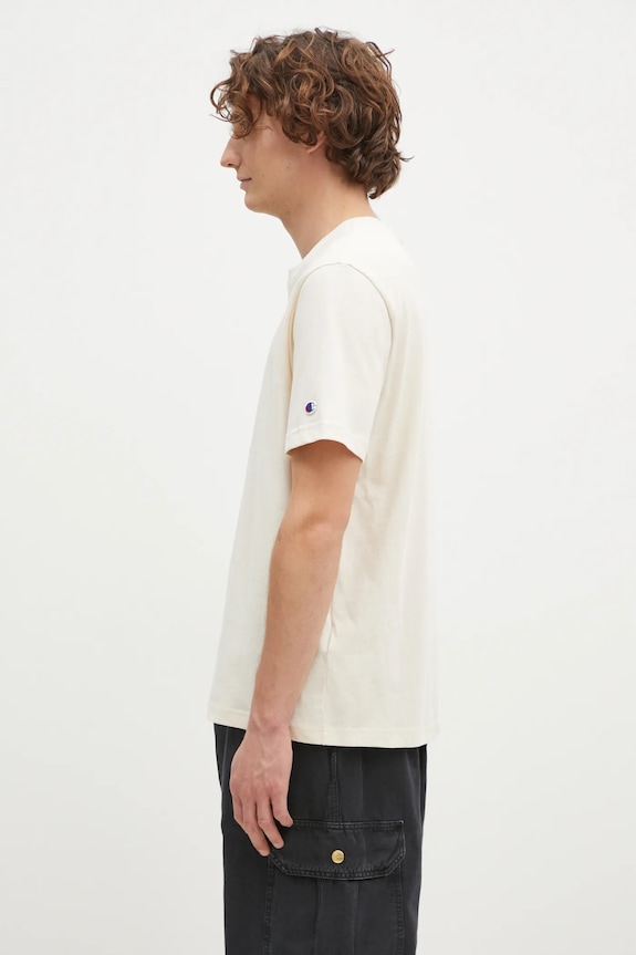 Хлопковая футболка Champion Crewneck 220713 бежевый AW24