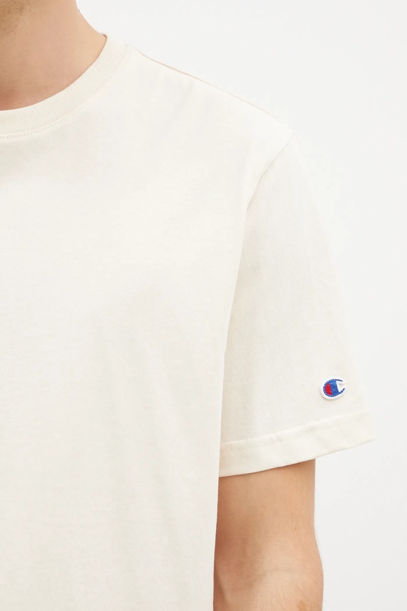 Хлопковая футболка Champion Crewneck бежевый 220713