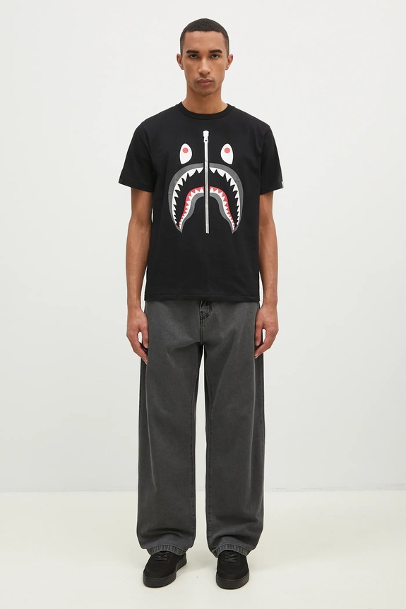 A Bathing Ape cotton t-shirt Shark 1K80110003 black