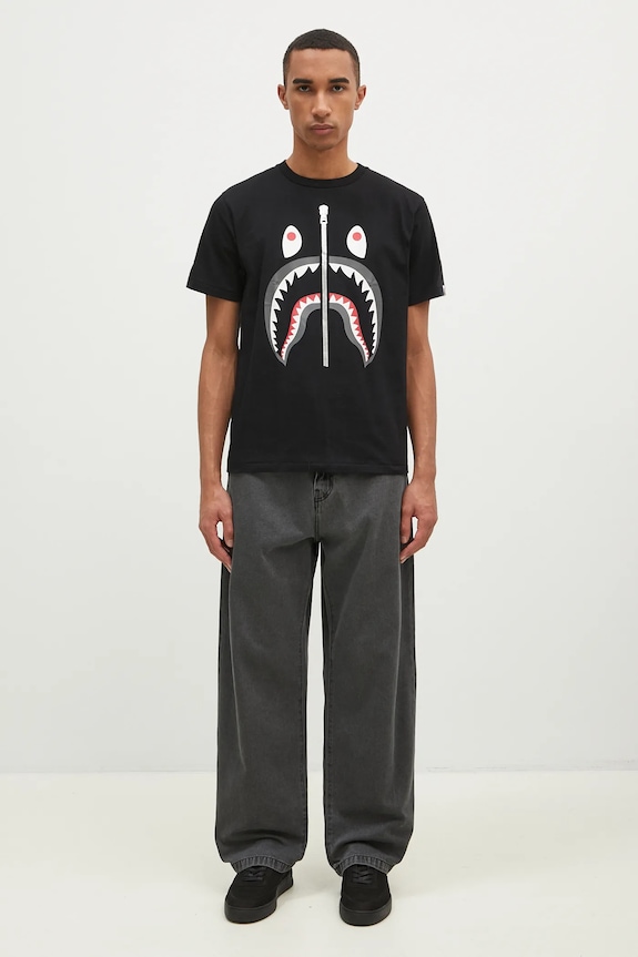 A Bathing Ape cotton t-shirt Shark 1K80110003 black