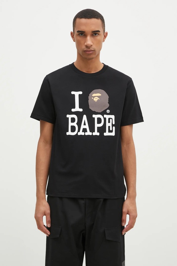 A Bathing Ape cotton t-shirt I Love Bape cotton black 1K80110043