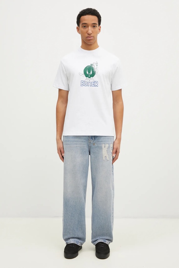 Βαμβακερό μπλουζάκι Butter Goods Bomb Tee BG243100 λευκό