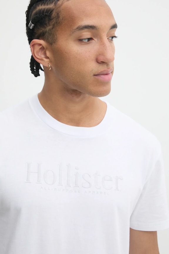Памучна тениска Hollister Co. бял KI323.4213.100
