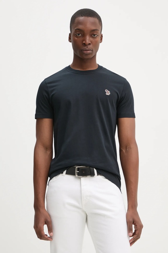 Bavlnené tričko PS Paul Smith slim tmavomodrá M2R.010R.KZEBRA