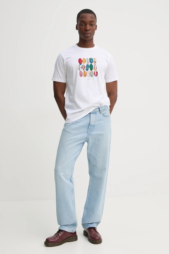 Bavlněné tričko PS Paul Smith M2R.011R.AP8921 bílá SS25