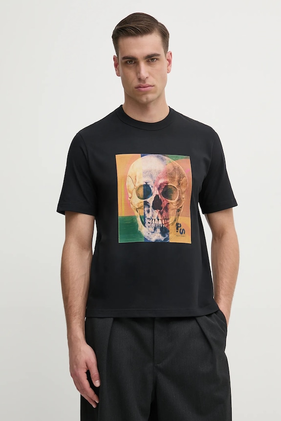 Bavlnené tričko PS Paul Smith potlač čierna M2R.220X.PP4703