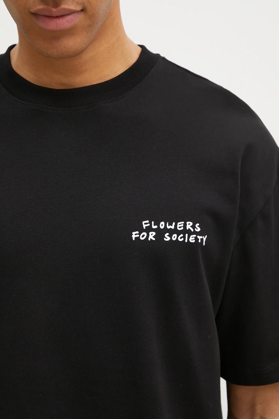 Памучна тениска Flowers for Society Basic черен FFSAPP123