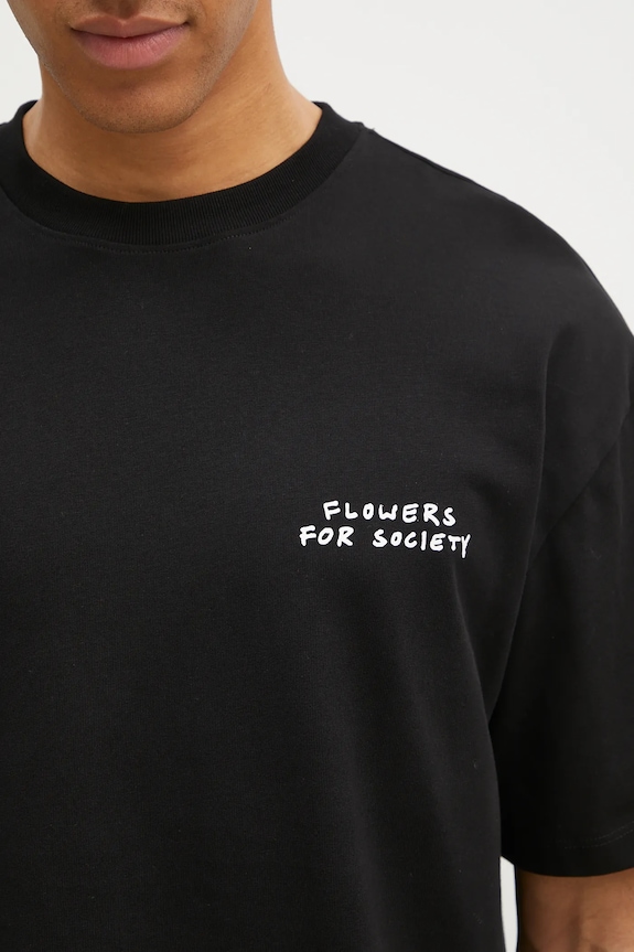 Памучна тениска Flowers for Society Basic черен FFSAPP123