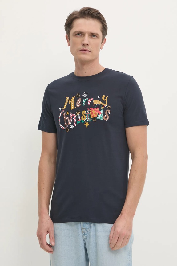 Lindbergh tricou din bumbac print bleumarin 30.400311.NAVY