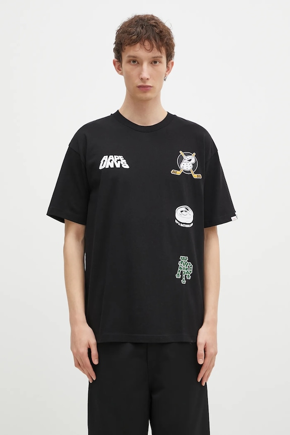 Хлопковая футболка AAPE Theme Main печать чёрный AAPTEM1550XXN