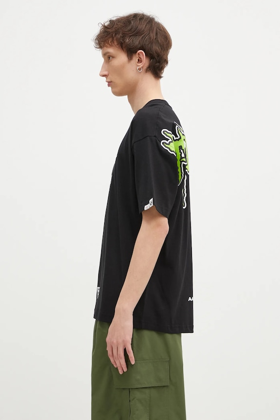 Βαμβακερό μπλουζάκι AAPE Theme Main AAPTEM1555XXN μαύρο AW24