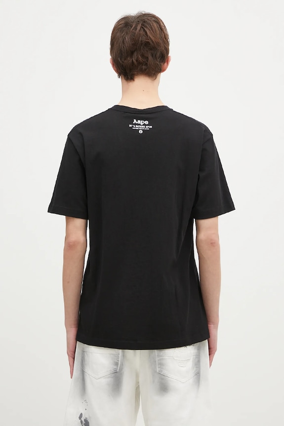 Одежда Хлопковая футболка AAPE Moon Face Logo AAPTEM1561XXN чёрный