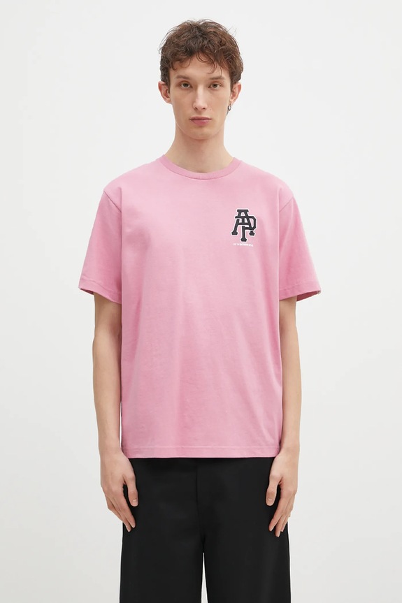 Бавовняна футболка AAPE Basic надрук рожевий AAPTEM1562XXN