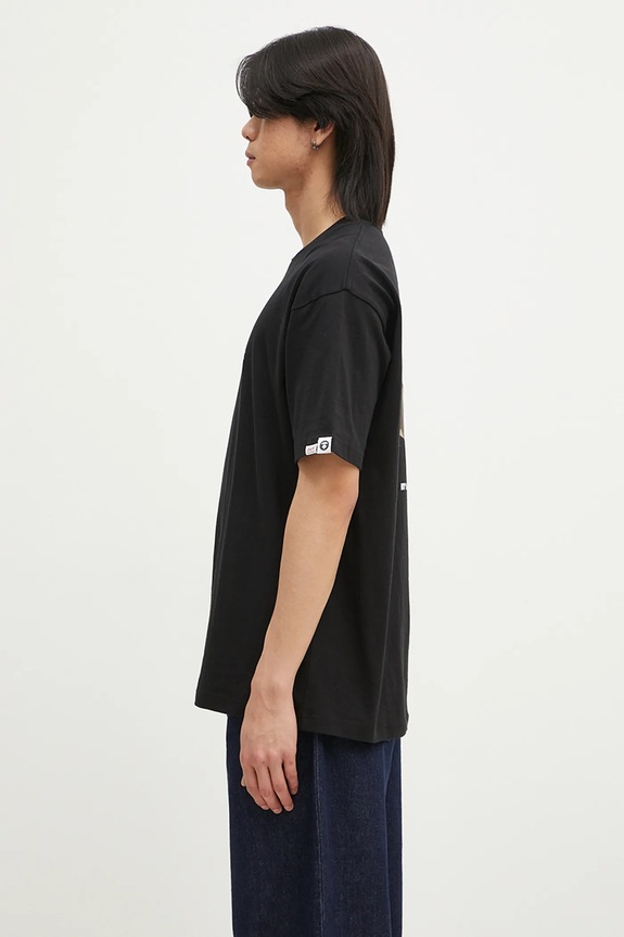 AAPE cotton t-shirt Moon Face Logo AAPTEM1564XXN black AW24
