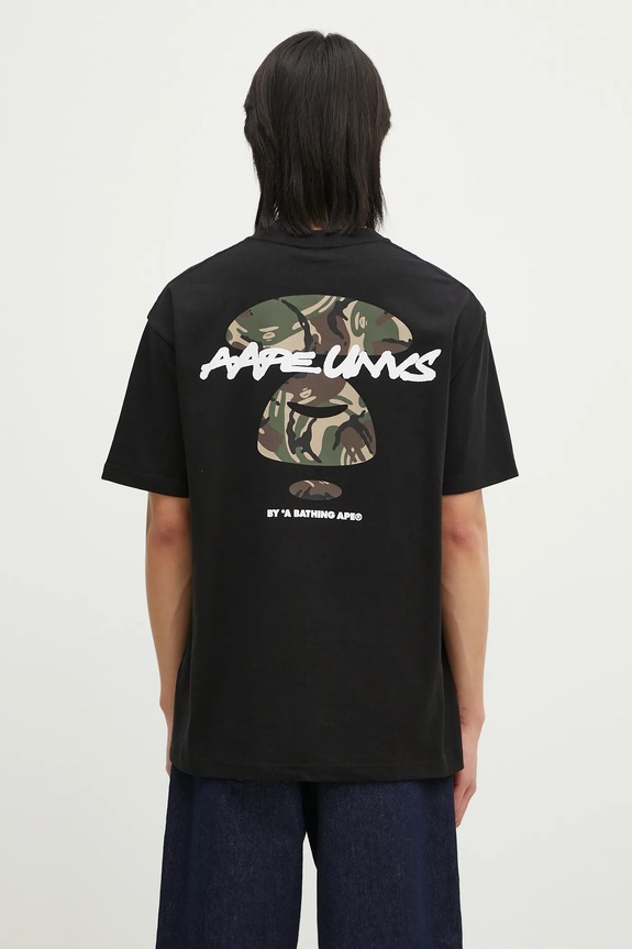 Clothing AAPE cotton t-shirt Moon Face Logo AAPTEM1564XXN black