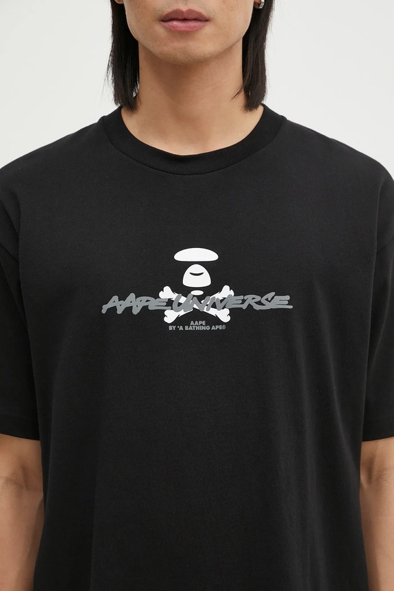 AAPE cotton t-shirt Moon Face Logo black AAPTEM1564XXN