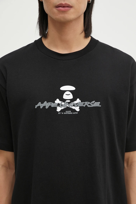 AAPE cotton t-shirt Moon Face Logo black AAPTEM1564XXN