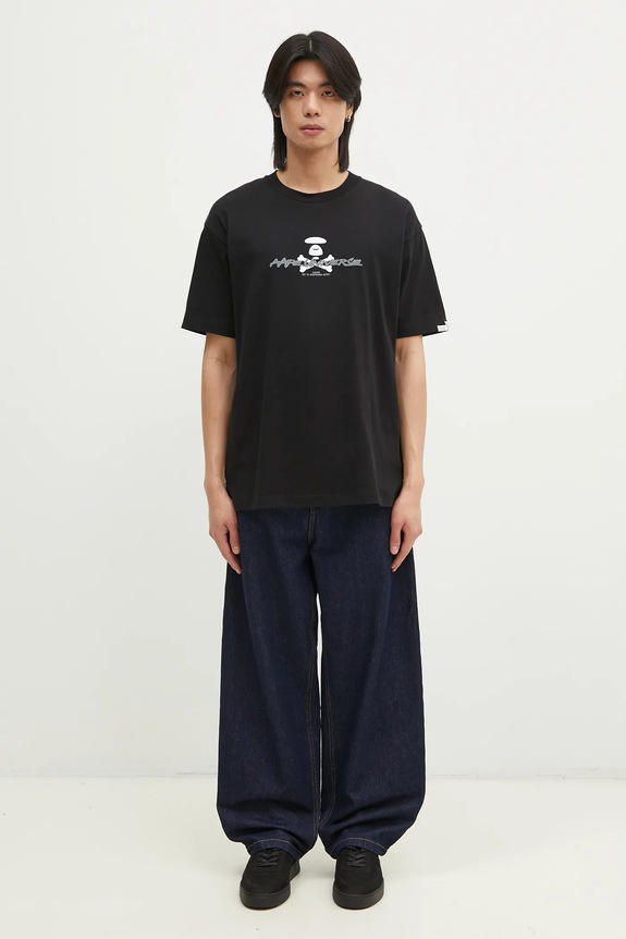 AAPE cotton t-shirt Moon Face Logo AAPTEM1564XXN black