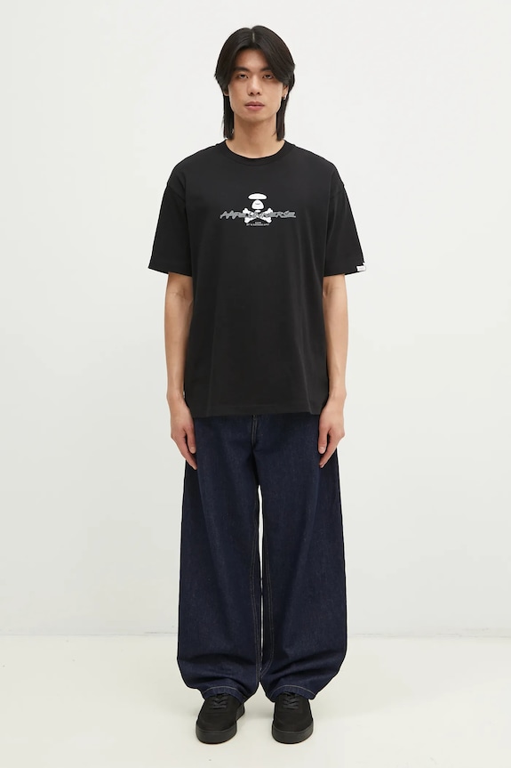 AAPE cotton t-shirt Moon Face Logo AAPTEM1564XXN black