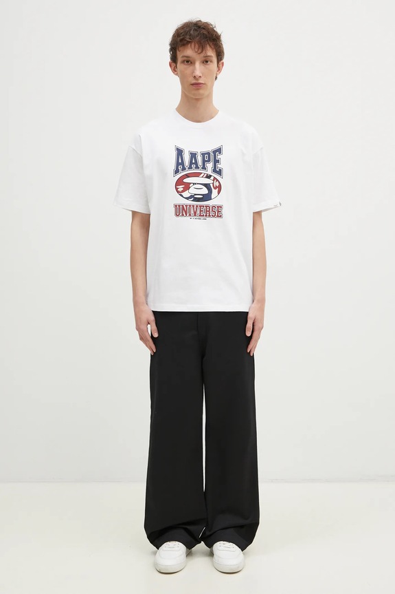 Бавовняна футболка AAPE Moon Face Logo AAPTEM1547XXN білий