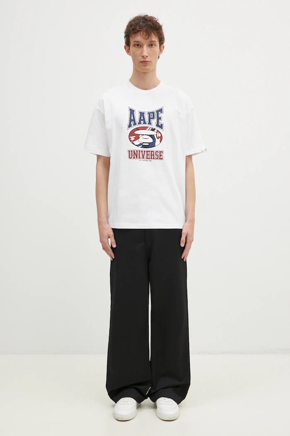 Бавовняна футболка AAPE Moon Face Logo AAPTEM1547XXN білий