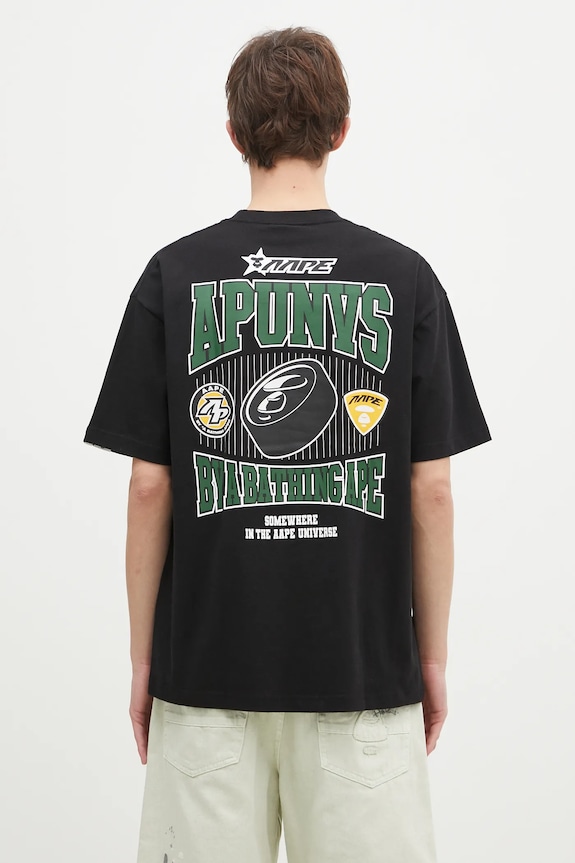 AAPE cotton t-shirt Moon Face Logo relaxed black AAPTEM1547XXN