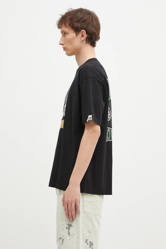 AAPE cotton t-shirt Moon Face Logo AAPTEM1547XXN black AW24