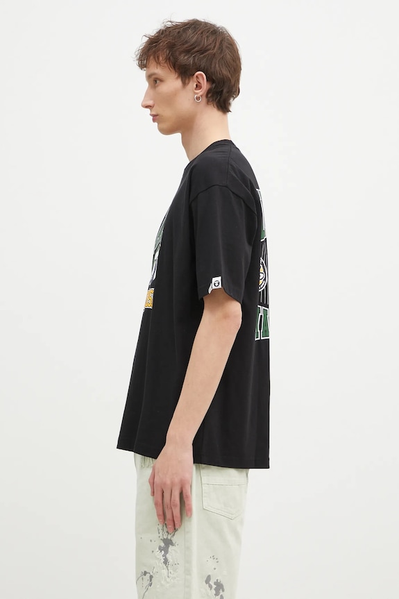 AAPE cotton t-shirt Moon Face Logo AAPTEM1547XXN black AW24