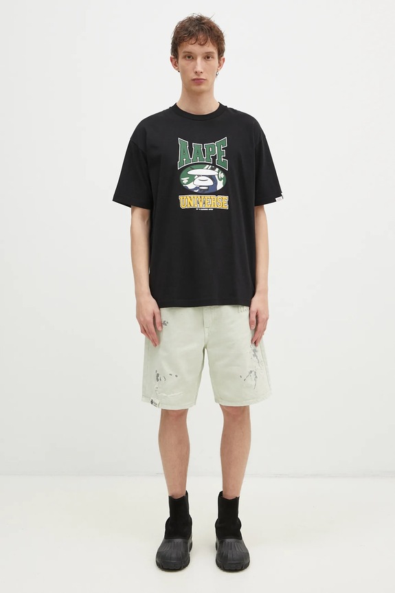 AAPE cotton t-shirt Moon Face Logo AAPTEM1547XXN black