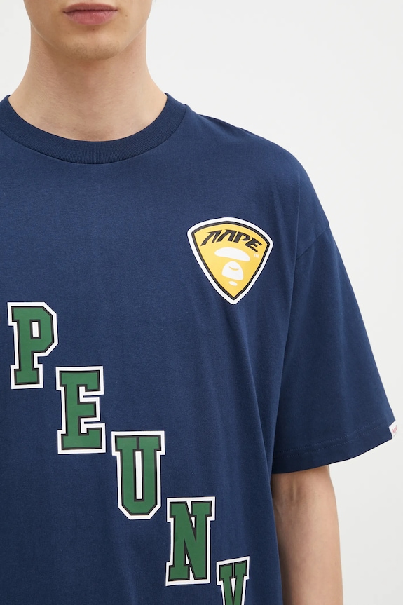 Хлопковая футболка AAPE Moon Face Logo тёмно-синий AAPTEM1548XXN