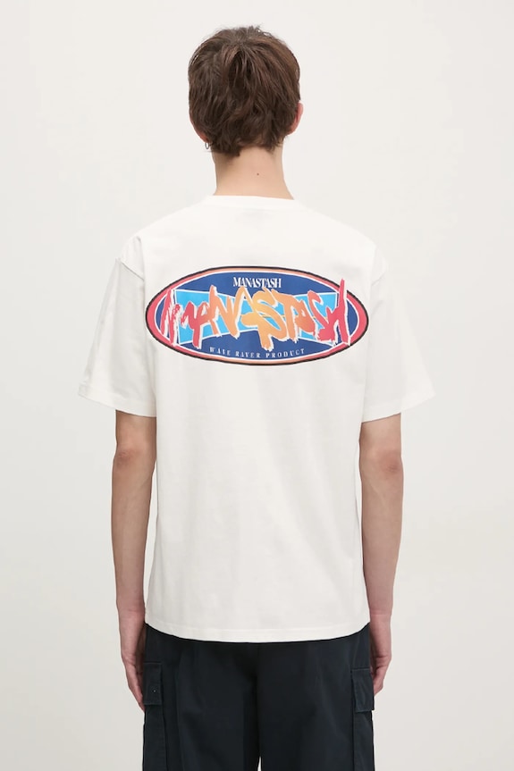 Дрехи Памучна тениска Manastash Citee Paint Logo 7924234004 бял
