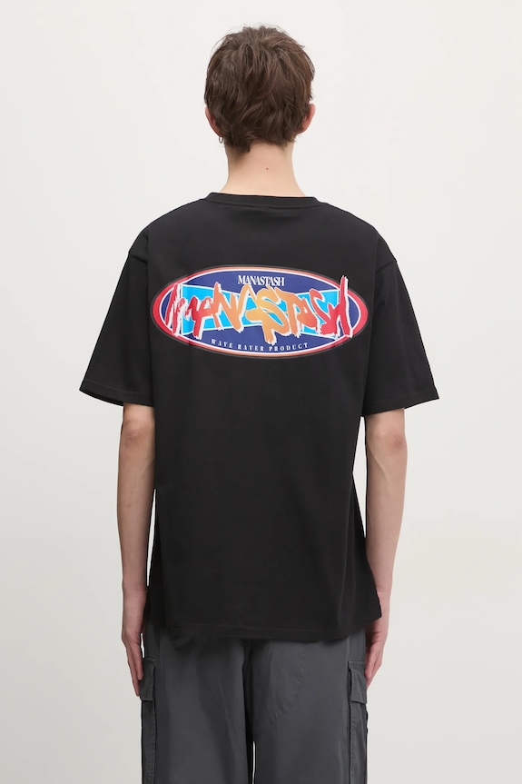 Clothing Manastash cotton t-shirt Citee Paint Logo 7924234004 black