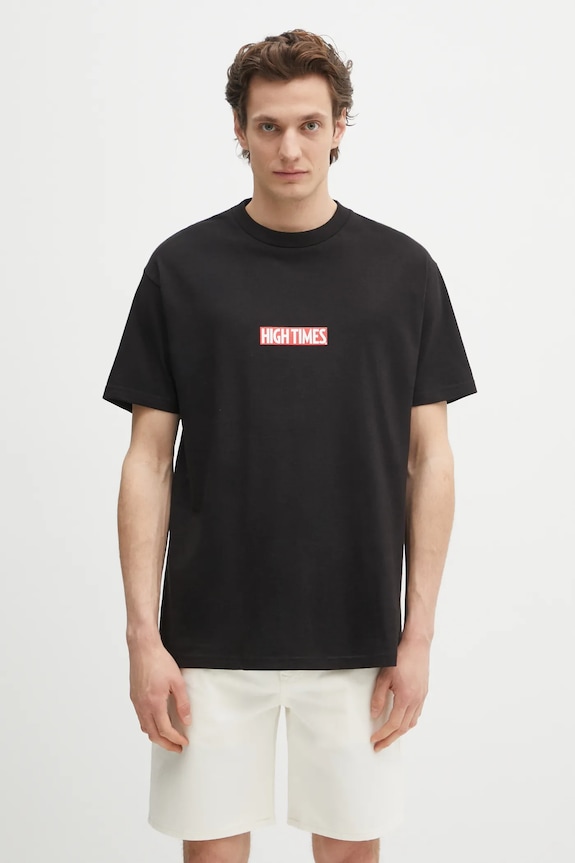 Wacko Maria tricou din bumbac Hightimes print negru HIGHTIMES.WM.TEE05