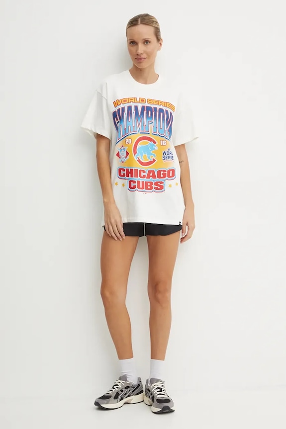 Хлопковая футболка 47 brand MLB Chicago Cubs BU005TMYIHQ632915SS бежевый