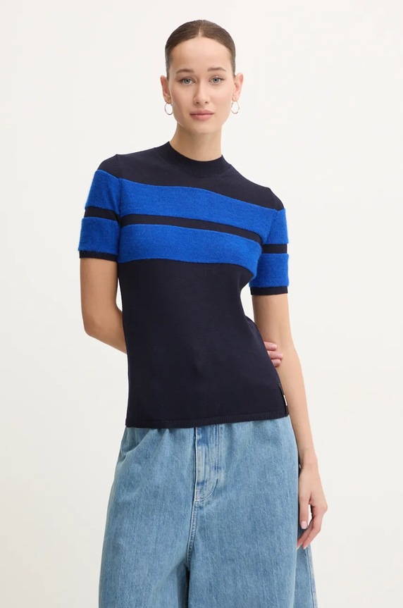 Sunnei sweter wełniany RTWXKNW003 granatowy