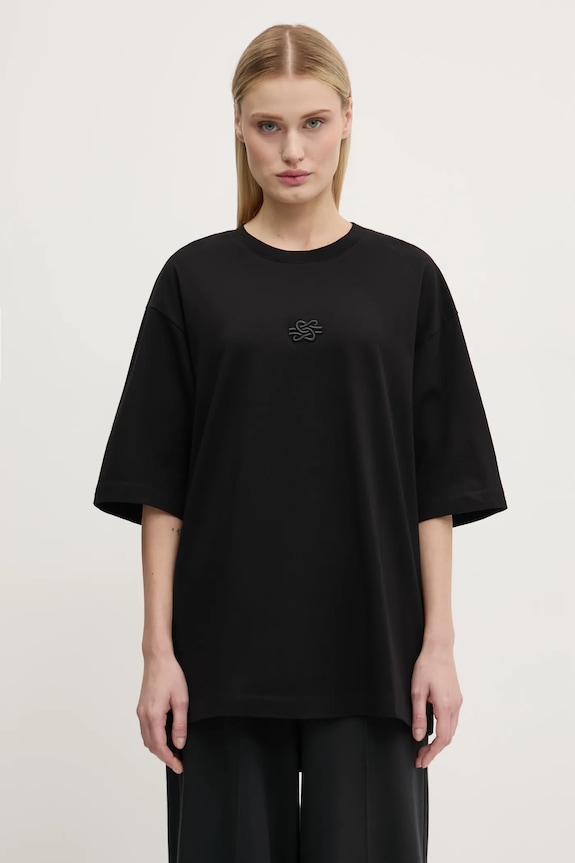 Filling Pieces t-shirt bawełniany Boxy Embroidered 74413791861 czarny AW24